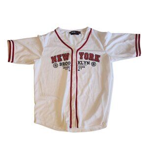 Retro Fox New York Brooklyn College League Jersey Baseball‎ White Large EUC